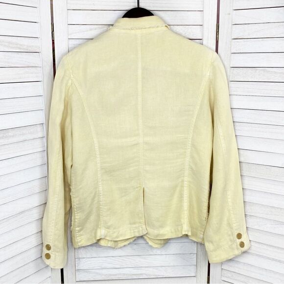 J. Crew Academy Washed Linen Blazer Jacket Yellow Medium - Picture 8 of 13